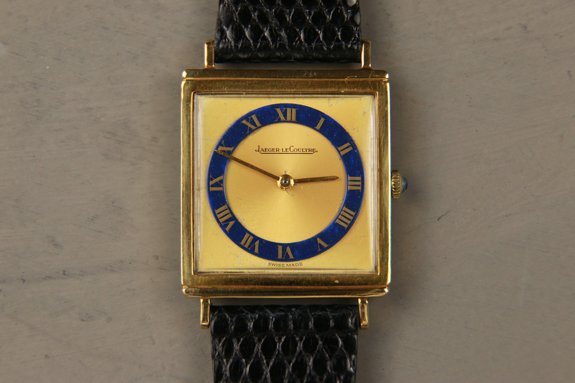 Jaeger Le Coultre 18k Gold Tank- Lapis Dial