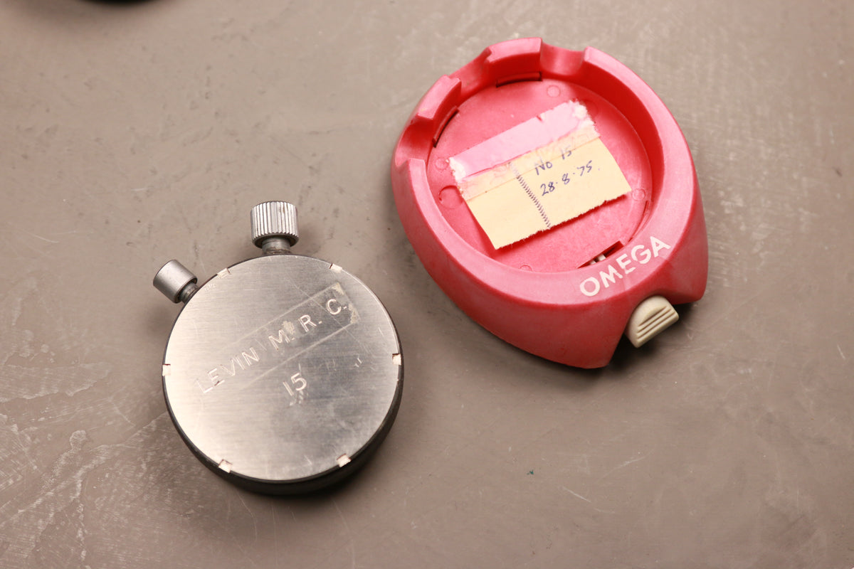 1970s Omega Levin M.R.C stop watch set