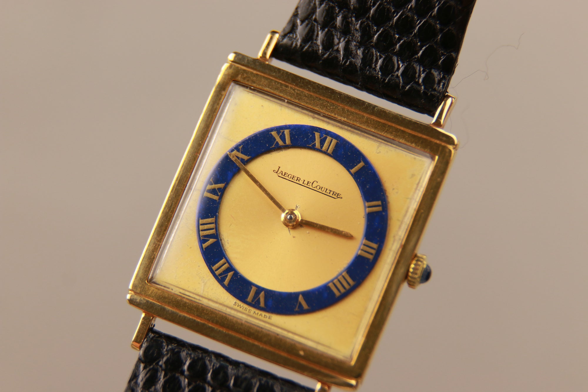 Jaeger Le Coultre 18k Gold Tank- Lapis Dial