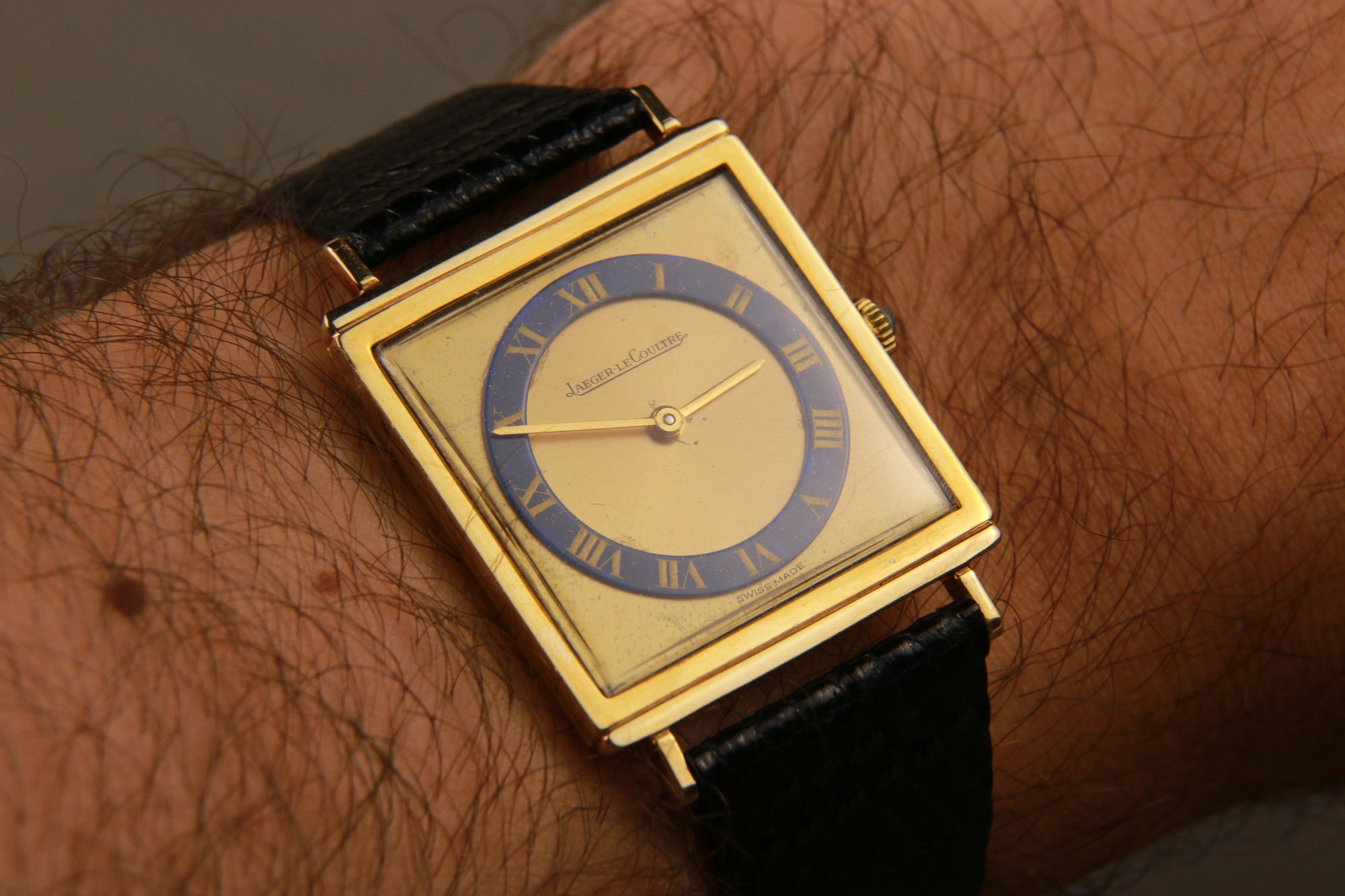 Jaeger Le Coultre 18k Gold Tank- Lapis Dial