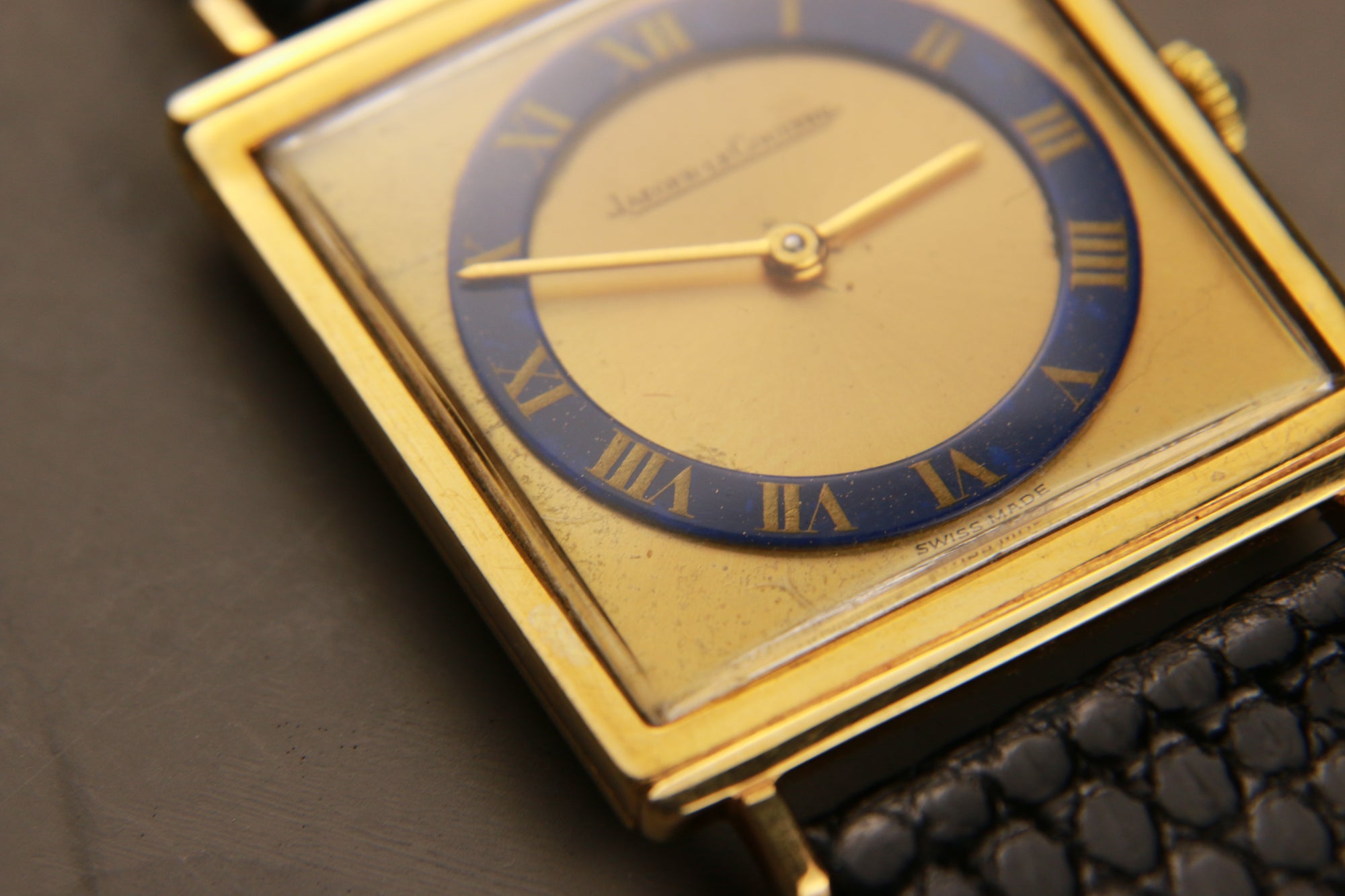 Jaeger Le Coultre 18k Gold Tank- Lapis Dial